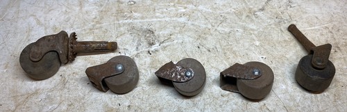 Vintage Antique Lot of 5 Wood Wheel Casters.