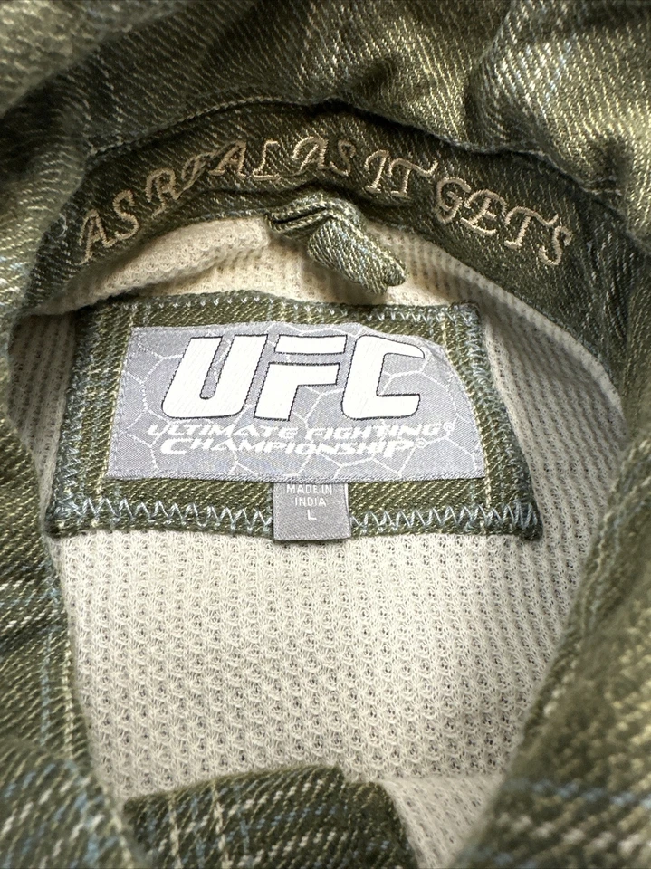 Camisa UFC con botones para hombre grande a cuadros tejida térmica forrada franela chamarra Foto 2 de 4