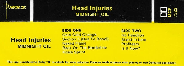Midnight Oil - Head Injuries (Cass, Album) (Very Good Plus (VG+)) - Image 2 of 4