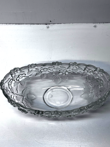 Vintage Carmen Satiniert Walther Crystal Bowl Boat Shape Germany 11" long - Picture 6 of 11