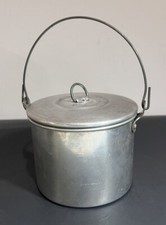 Vintage Coal Miner Lunch Bucket Round Pail Pure Aluminum Made in USA