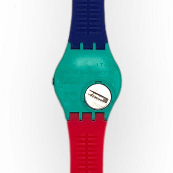 アナログ腕時計 SWATCH  GALORE SHUNBUKIN Women's Urethane Watch GG215 Swatch Shunbukin Green Dial Blue and Pink Silicone Rubber