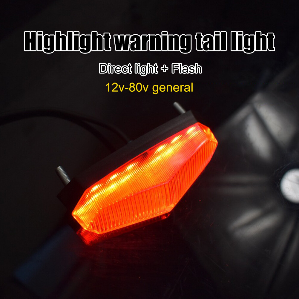 12V80V Electric Bicycle Lamp LED Safety Night Riding Warning Ebike