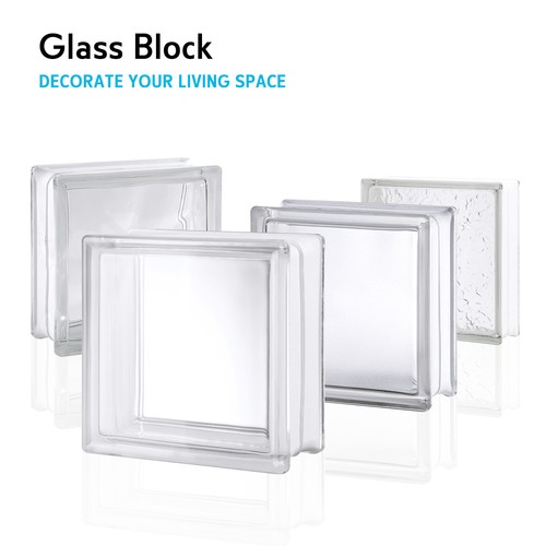 Glass Block Square Hollow Frost Ice/Crystal Craft L190xD190xH80mm Glass