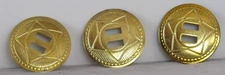3 VINTAGE Slotted CONCHOS 1.5" diameter GOLDTONE