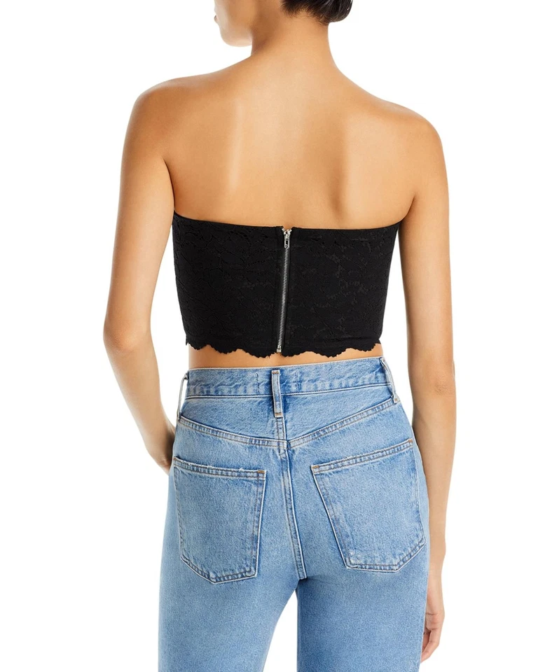 Top sin tirantes negro talla S Aqua 303542 de encaje Bustier para mujer Foto 2 de 2