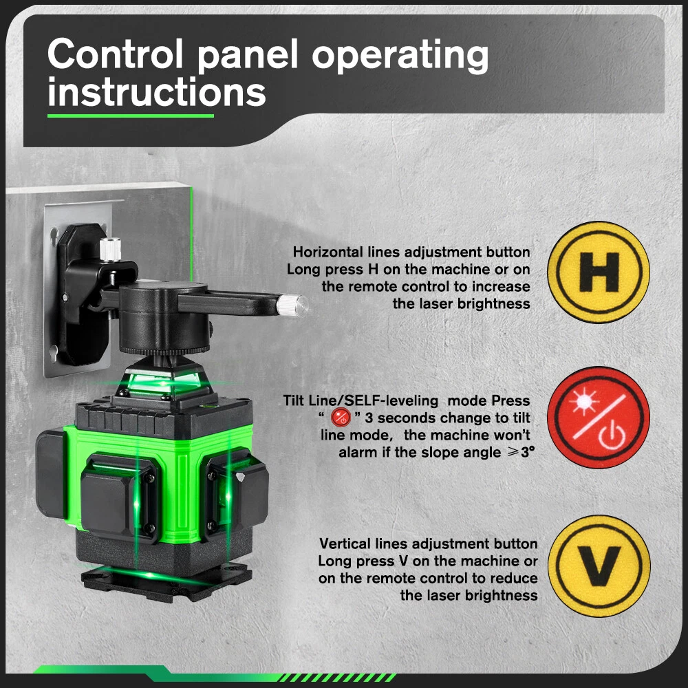 Laser Level 360° Self Leveling 16 Lines 4D Laser Level Measure Tool With Tripod