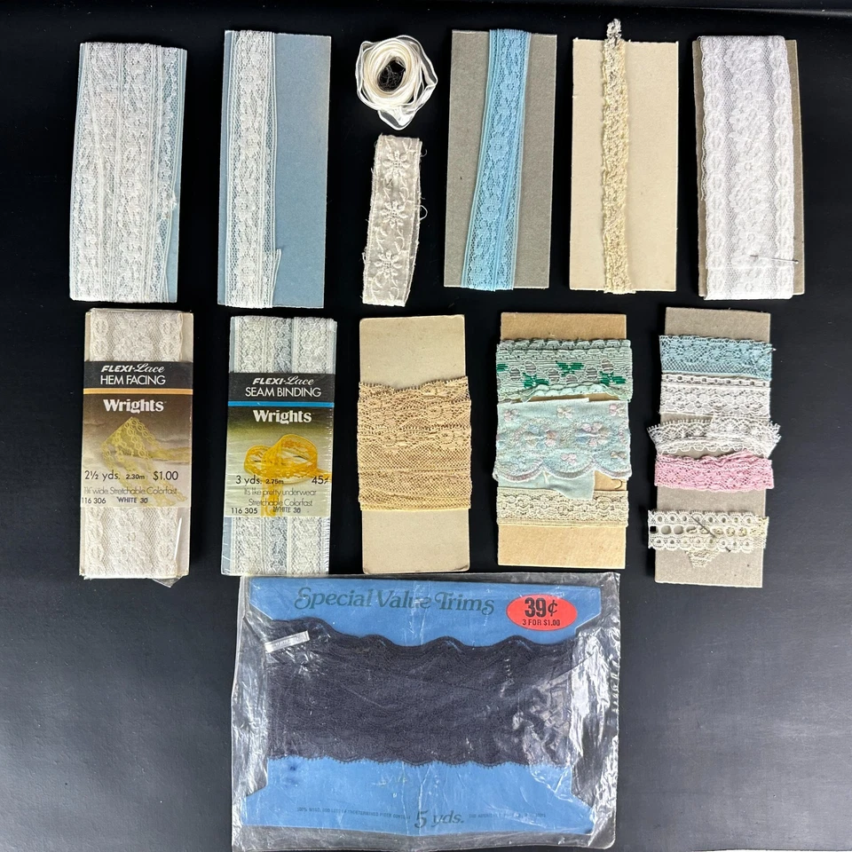 Vintage Lace Trim Lot 1940s 1950s 60s 70s 80s Sewing Fashion Embroidered Retro - Image 2 of 4