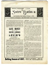 2/2/1897 SAN FRANCISCO SUTRO BATHS BATHHOUSE~SWIMMING & MUSICAL EVENTS PROGRAME
