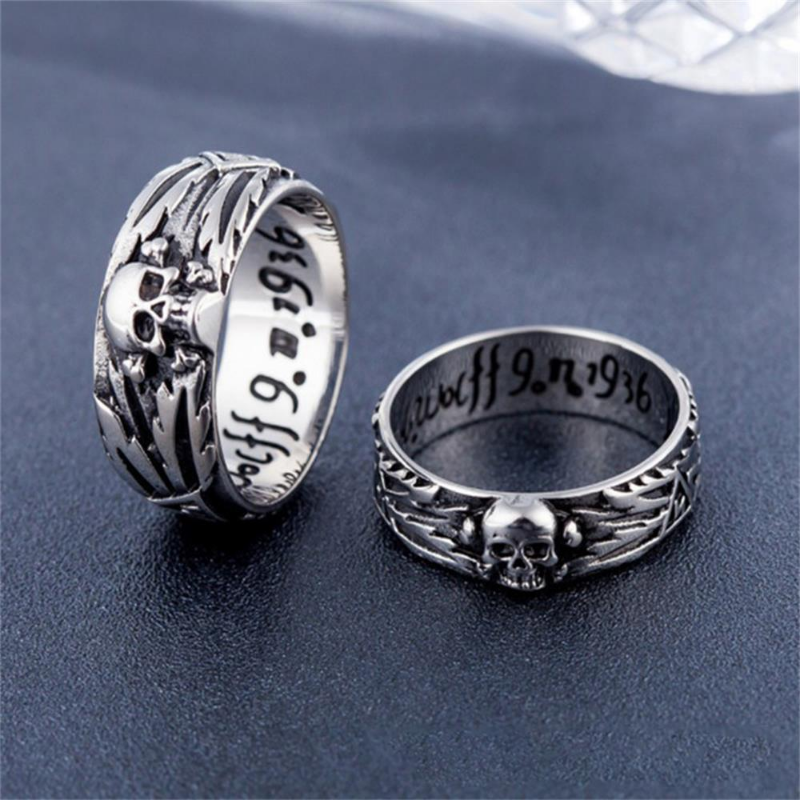 Fashion Stainless Steel Mens Skull Ring Heavy Gothic Punk Biker Rings