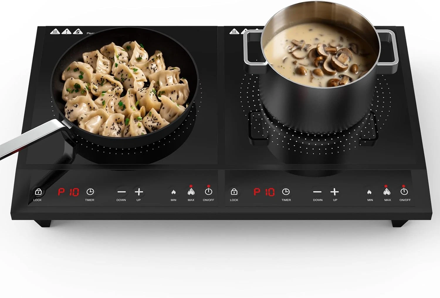 Portable Double Induction Cooktop with 2 Burners, 1800W, Timer & Safety Lock