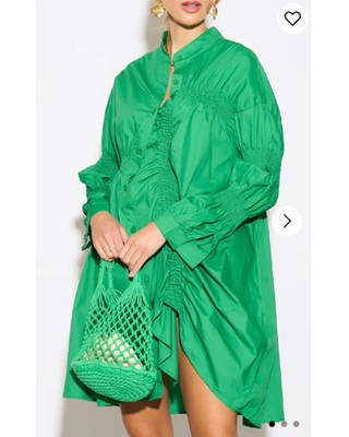Asymmetrie mit elastischem Design Baumwollmischung Shirt Kleid