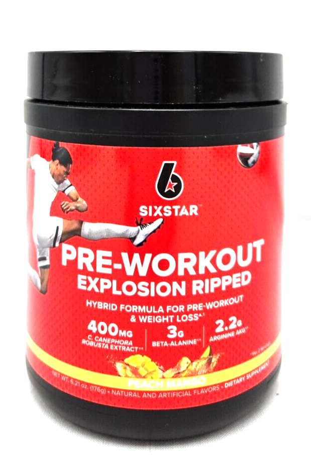 Six Star PreWorkout Explosion Ripped Elite Series Peach Mango 6.1 oz