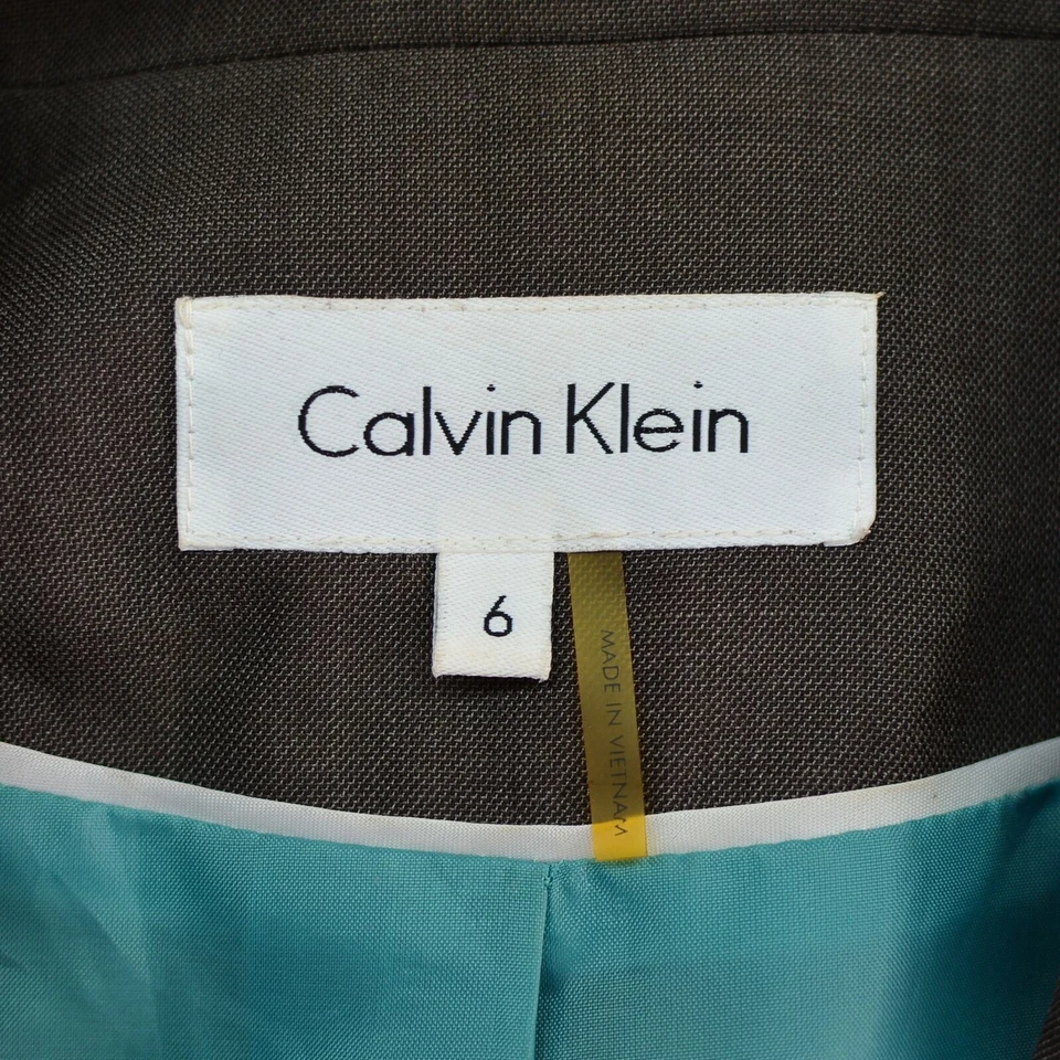 Calvin Klein Women Short Blazer Suit Banded Waist Office Wear Jacket Size 6 Grey - Image 4 of 4