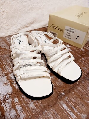 Fanfares- opal white strappy sandal vintage 80's with BOX womans sz 7