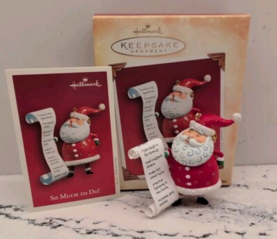 VTG 2004 Hallmark Keepsake Santa 'So Much To Do!' Christmas Ornament NIB