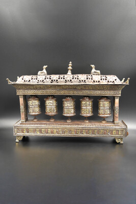 5 in 1 Copper Tibetan Prayer Wheel plus Incense Burner