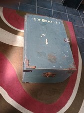 large vintage wooden box with hinged lid