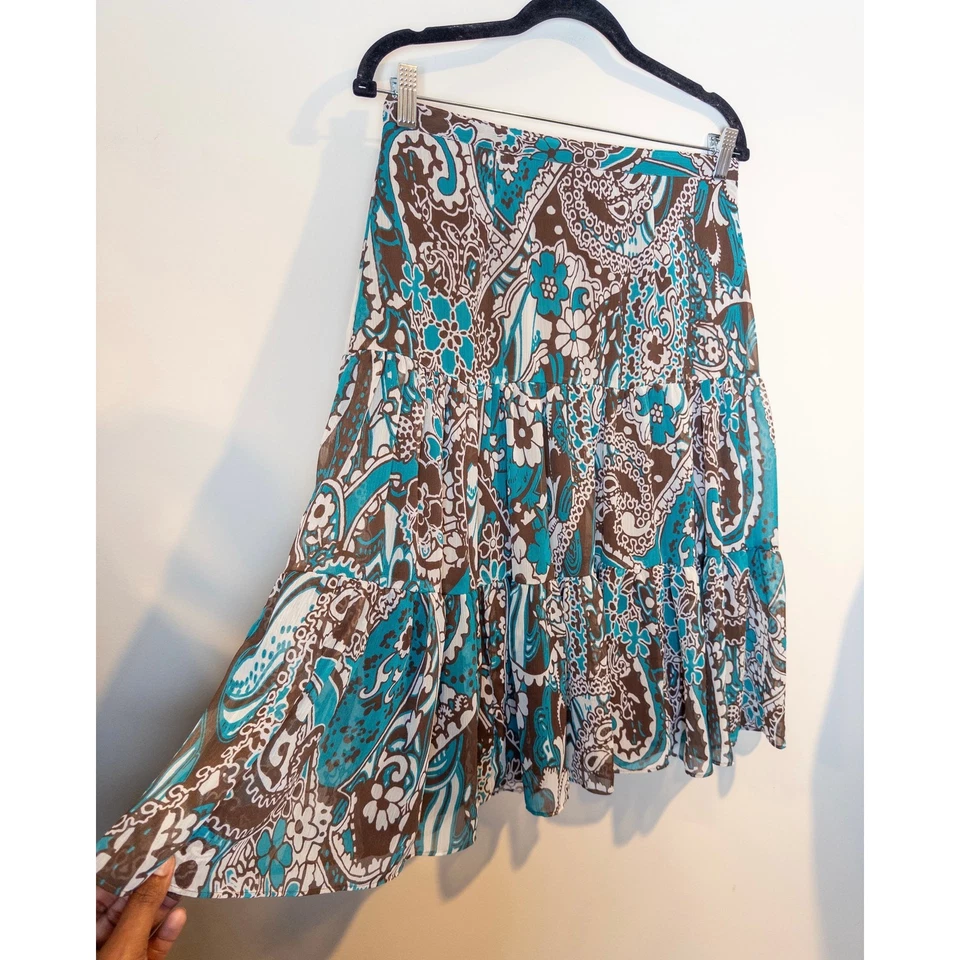 Falda midi vintage Y2K Nicole de Nicole Miller estampado floral cachemir talla 8 Foto 2 de 4