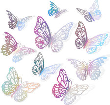 72PCS 3D Butterfly Wall Decor, Laser Butterfly Stickers 3 Styles 3 Sizes
