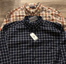 Roundtree  Yorke Portuguese Flannel Shirts Mens 4XT Plaid Classic 2 pc Bundle
