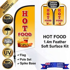HOT FOOD Yellow Deluxe 1.4m Feather Flag Banner Ground Spike Kit *Outdoor