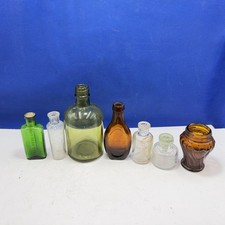 Vintage glass bottles Lot of 7 COLLECTABLE BROWN GREEN CLEAR