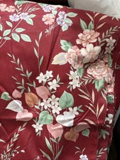 Pair Of Red and Floral Curtains 100% Cotton 66 x 72 Inches