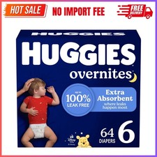 Huggies Overnites Nighttime Diapers, Size 6 35 lbs , 64 Count