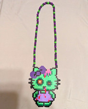 New Zombie Hello Kitty Kandi Perler Stretch Necklace EDM EDC Fest Rave Dance