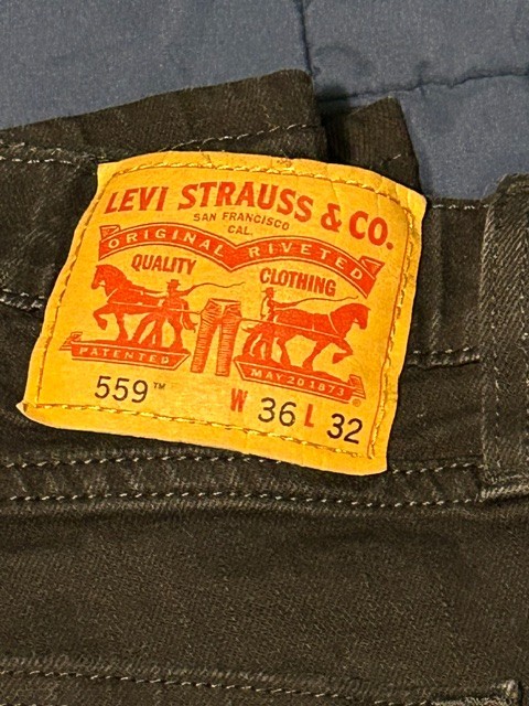 Levis 559 Relaxed Straight Jeans Mens 36x32 Black Denim Stretch