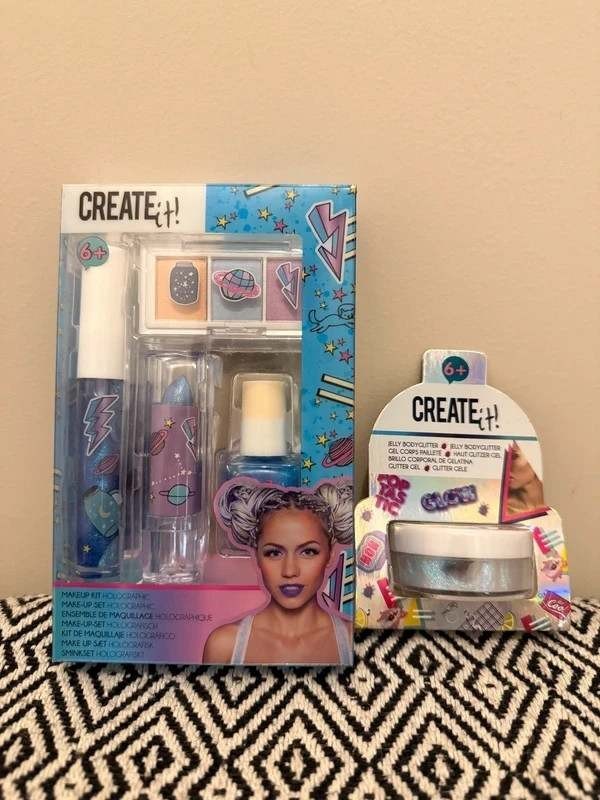 Create it - Kit de maquillage holographique pour enfants + Gel corps pailletée