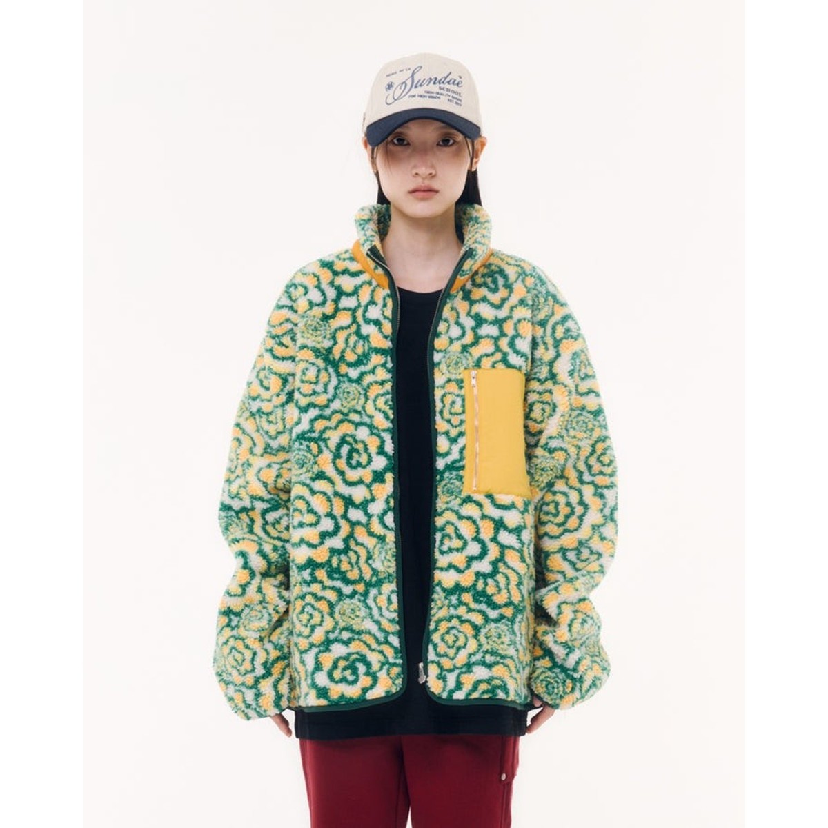 Zz　SUNDAE TEE&flower pullover2点まとめ Sundae School x Paulo Pastel Broccoli Sherpa Fleece Zip Up