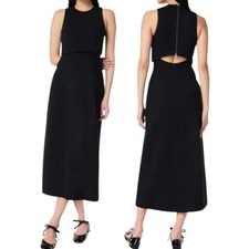 Spanx Ponte Black Overlay Fitted Midi Cutout Back Dress Size 1X NEW