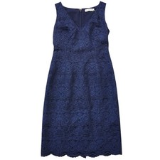 Tory Burch Navy Blue and Black Cameron Lace Sheath Dress. Sz. 4
