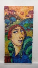 Quadro Dipinto Paesaggio Figura Olio Tela Cm20x40