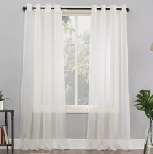 No. 918 Sheer Emily Voile Grommet Top Curtain Panel 84" L x 59" W Off White