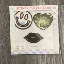 Stoney Clover Lane Patch Set Smiley Lips Camo Heart Iron On NWT