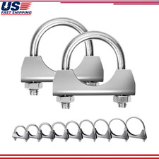 2pcs 304 Stainless Steel U-clamps 35mm 1-38in Muffler Exhaust Clamps Saddle F