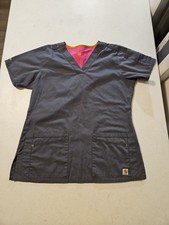 Carhartt Scrub Top Short Sleeve Gray Women's Size Small V Neck A1049
