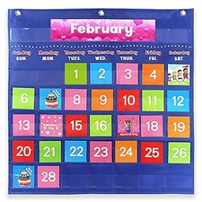 Large Classroom Calendar Pocket Chart With 88 Colorful Cards-durable N