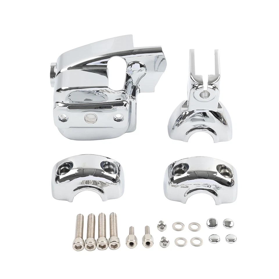 Cubierta de vestir de control de manillar cromada para Harley Softail Dyna Sportster 1996+ Foto 2 de 4