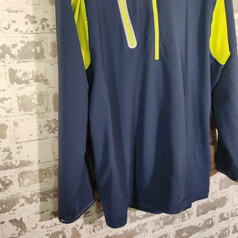 Pullover activo Oakley 1/4 cremallera para hombre XL azul verde neón golf atlético ocio Foto 4 de 4