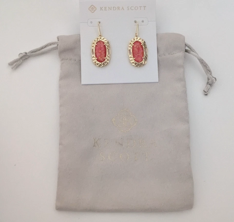 Pendientes colgantes Kendra Scott GP enmarcados rojos iridiscentes madreperla con DB Foto 3 de 4