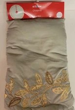 Christmas Tree Skirt 48” Gray Faux Velvet Gold Accents Holiday At Home
