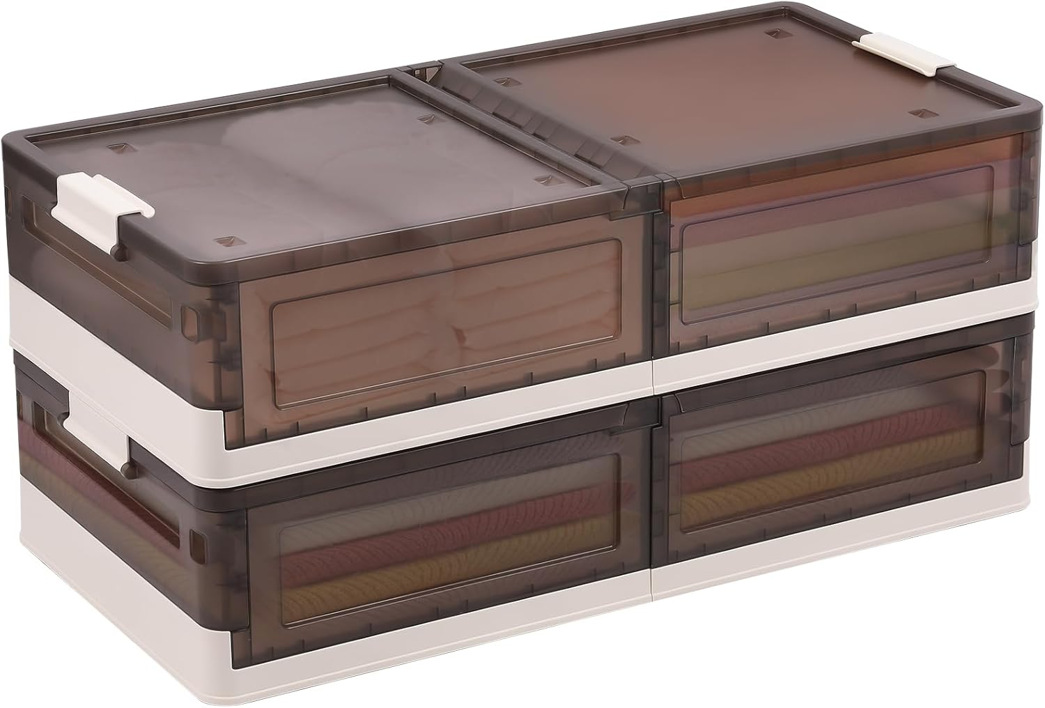 2 Pack under Bed Storage with Wheels, 15.2Gal Stackable under Bed Storage Contai
