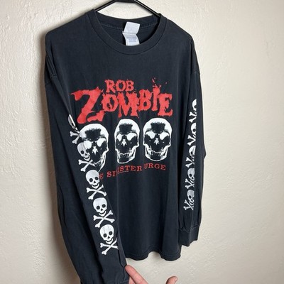 Vintage Rob Zombie Shirt Mens XL Black Long Sleeve Skull The Sinister Urge 2002