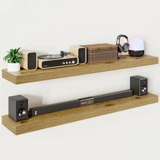 55 Inch Long Floating Shelves for Wall,9.3" Deep Oak Floating Shelves Set of ...