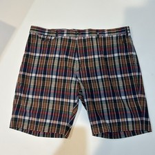 Polo Ralph Lauren Shorts Mens 42 Plaid Indian Madras Blue Red Plaid Chino Preppy