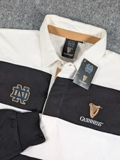 Notre Dame Guiness Long Sleeve Rugby Shirt Mens Small Striped Fighting Irish NWT